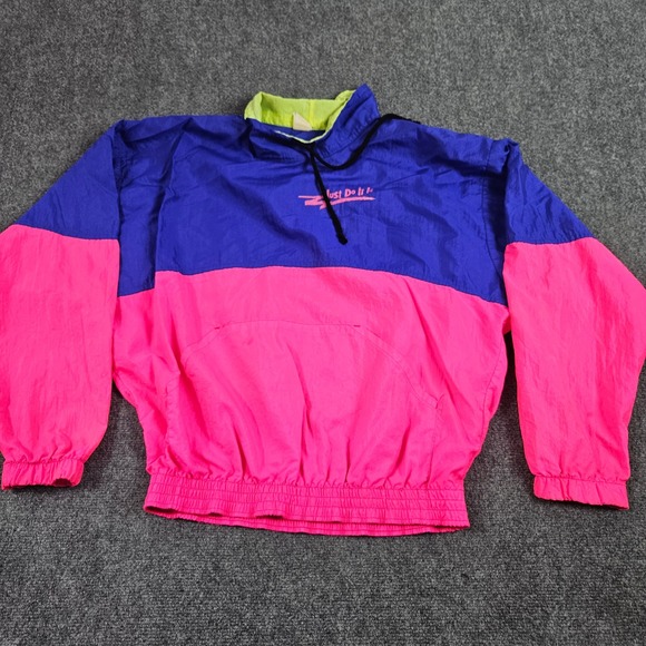 Nike Other - Vintage 90s Nike Windbreaker Pullover Mens L Colorblock Blue Pink Just Do It USA